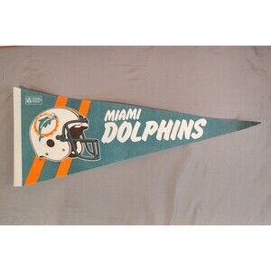 Vintage NFL Miami Dolphins Football Felt Pennant 12"x30"